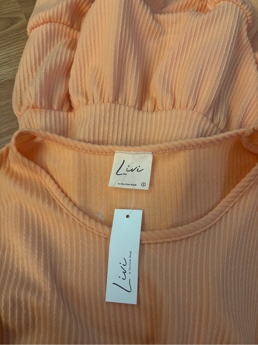 LIVI By Olivia Rae Ribbed Sleeveless Mini Dress in Peach Orange Size Small - Picture 6 of 6